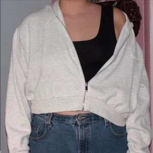 Light gray cropped zip up jacket